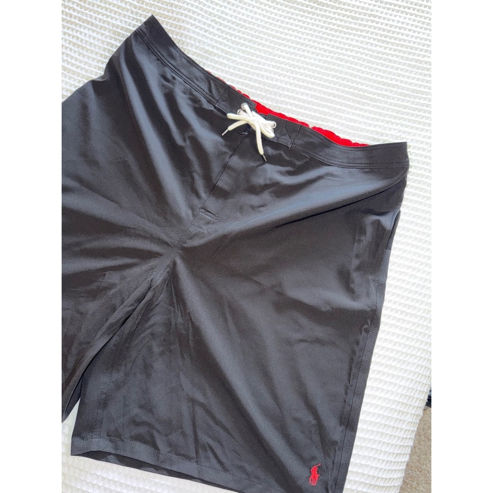 Polo Ralph Lauren Swim Trunks Mens 2XLT Black Red Pony Cargo Board Shorts